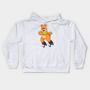 Bear as Skater with Inline skates Kids Hoodie